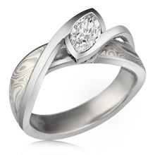Mokume River Twist Engagement Ring