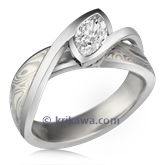 Mokume River Twist Engagement Ring