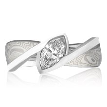 Mokume River Twist Engagement Ring - top view