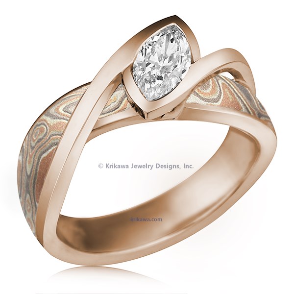 Mokume River Twist Engagement Ring