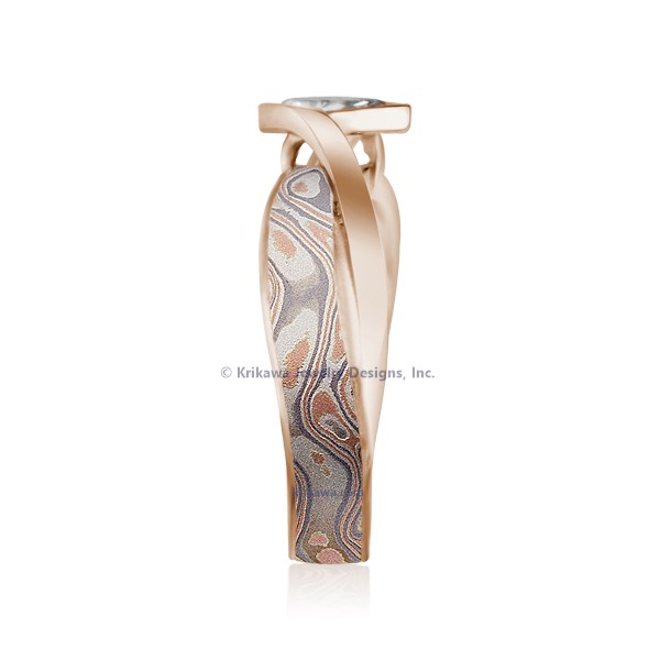 Mokume River Twist Engagement Ring