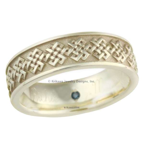 Tibetan Knot Eternity Wedding Band In 10K Green Gold