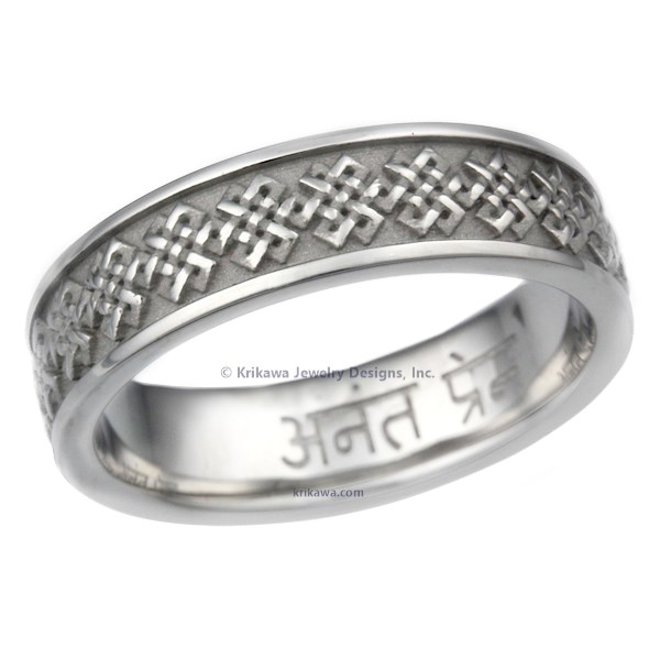 Tibetan Knot Eternity Wedding Band In Palladium