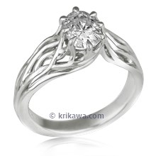 Embracing Tree Branch Engagement Ring with Oval 
