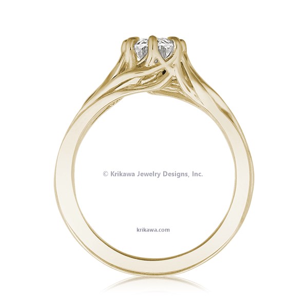 Embracing Tree Branch Engagement Ring With Round Diamond