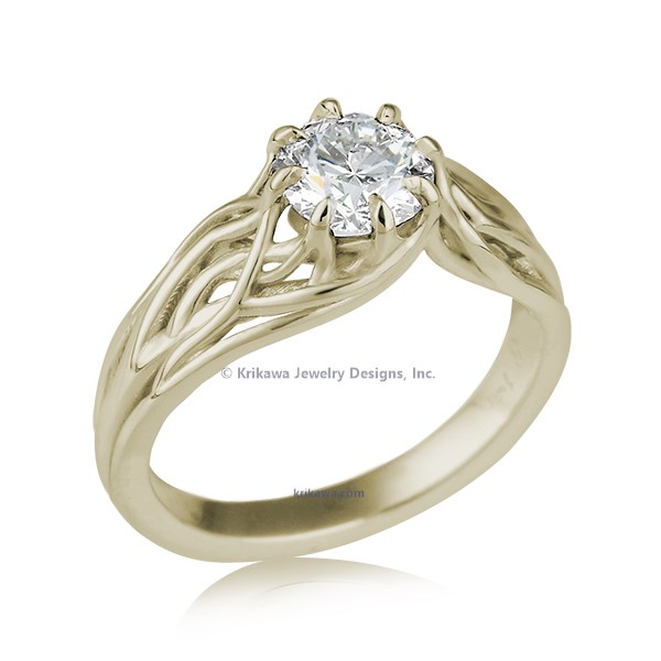 Embracing Tree Branch Engagement Ring With Round Diamond