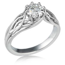 Embracing Tree Branch Engagement Ring With Round Diamond
