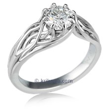 Embracing Tree Branch Engagement Ring With Round Diamond 