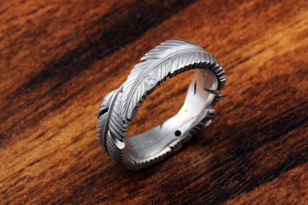 Feather on sale wedding band