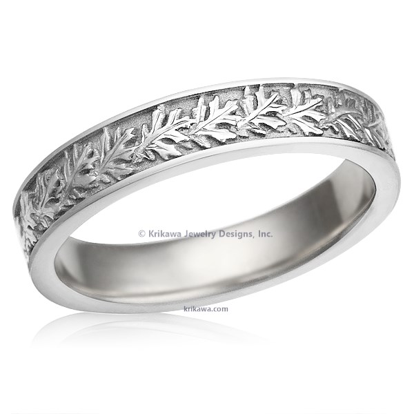 Narrow Oak Leaf Wedding Band