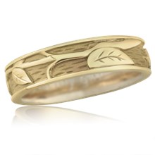 Branch and Leaf Wedding Band with Rails