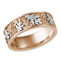 Two Tone Oak Leaf Wedding Band