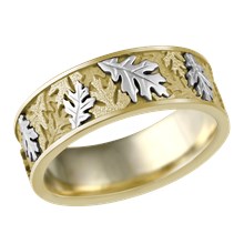 Two Tone Oak Leaf Wedding Band