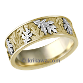 Two Tone Oak Leaf Wedding Band