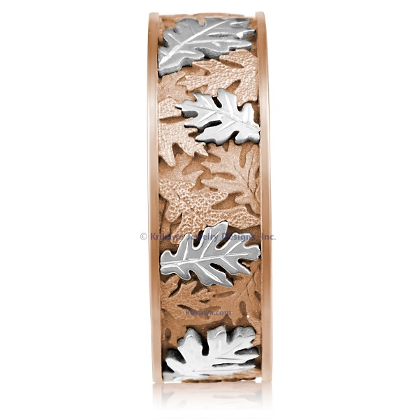Two Tone Oak Leaf Wedding Band