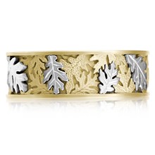 Two Tone Oak Leaf Wedding Band - top view