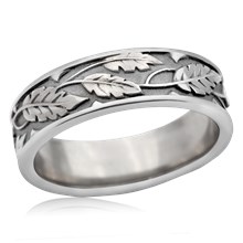 Rose Leaf Wedding Band