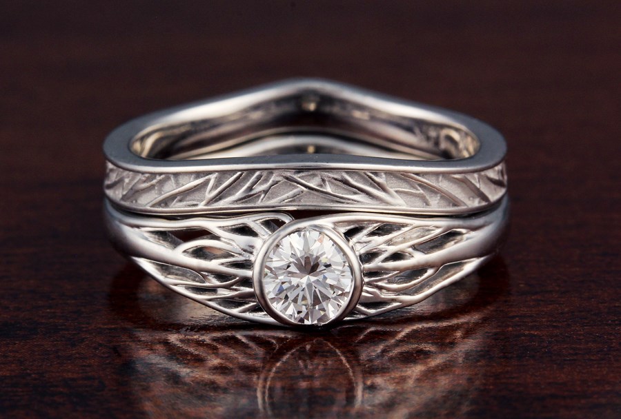 Custom Contoured Tree Of Life Wedding Band