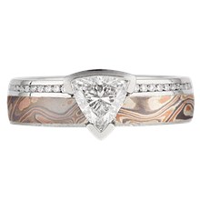 Diamond Side Mokume Engagement Ring - top view