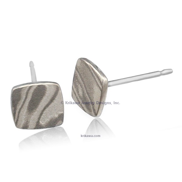 Mokume Cushion Stud Earrings