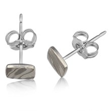 Mokume Cushion Stud Earrings - top view