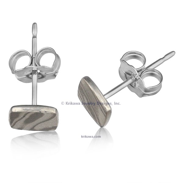 Mokume Cushion Stud Earrings