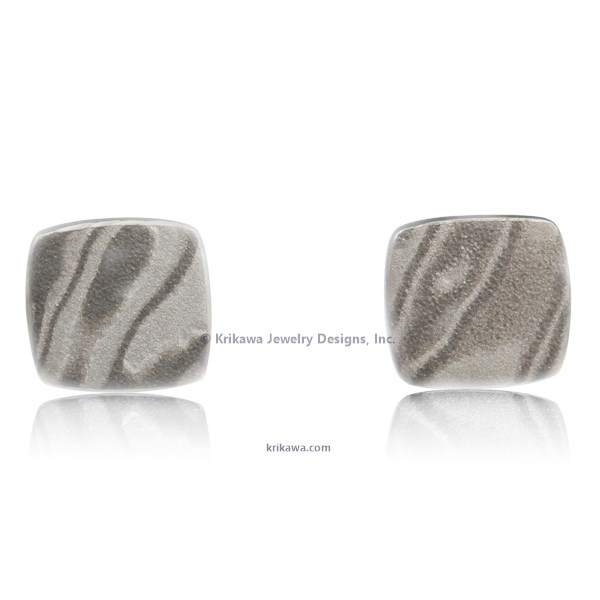 Mokume Cushion Stud Earrings