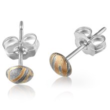 Mokume Tiny Dome Stud Earrings - top view