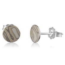 Mokume Round Stud Earrings - top view