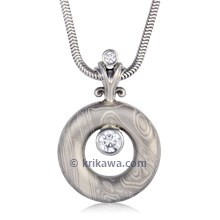Mokume Life Drop Pendant with Curls in Iced Platinum 