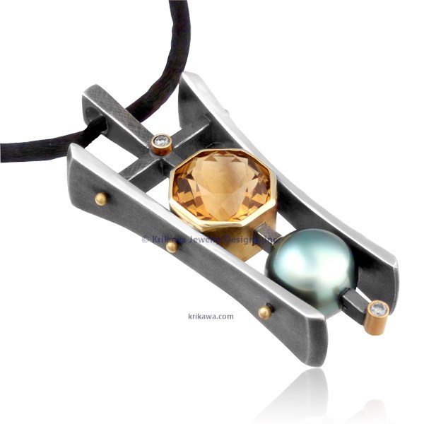 Pearl and Gemstone Pagoda Pendant