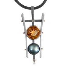 Pearl and Gemstone Pagoda Pendant
