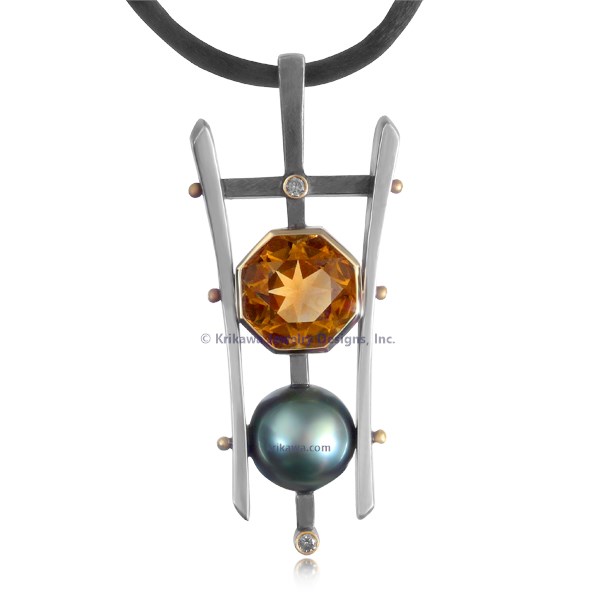 Pearl and Gemstone Pagoda Pendant