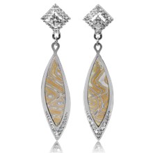 Mokume Marquise Drop Earrings