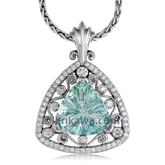 Aquamarine Millegrain Curls Pendant