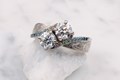 Two Stone Mokume Engagement Ring