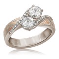 Two Stone Mokume Engagement Ring