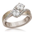 Two Stone Mokume Engagement Ring