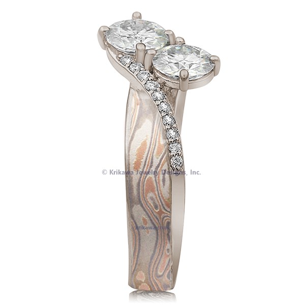 Two Stone Mokume Engagement Ring