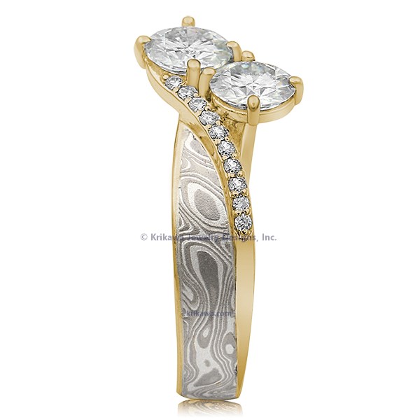 Two Stone Mokume Engagement Ring