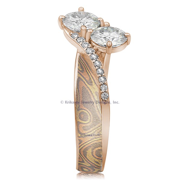 Two Stone Mokume Engagement Ring
