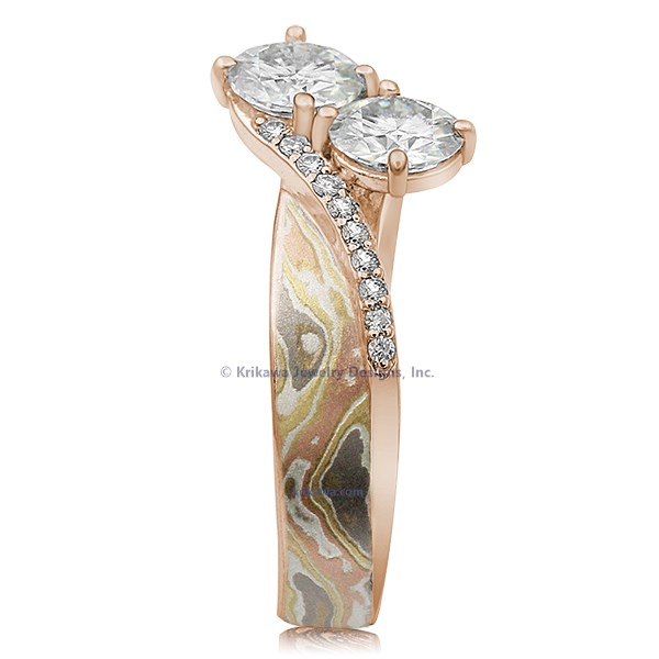 Two Stone Mokume Engagement Ring