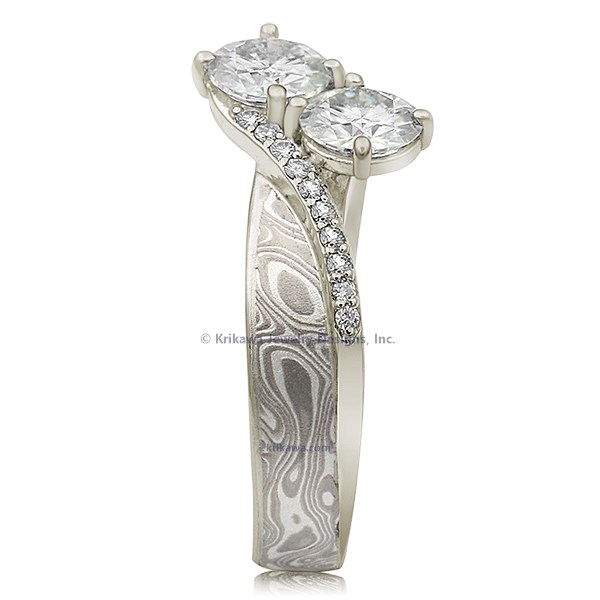 Two Stone Mokume Engagement Ring