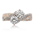 Two Stone Mokume Engagement Ring
