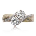 Two Stone Mokume Engagement Ring