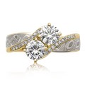 Two Stone Mokume Engagement Ring