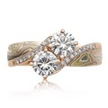 Two Stone Mokume Engagement Ring