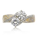 Two Stone Mokume Engagement Ring