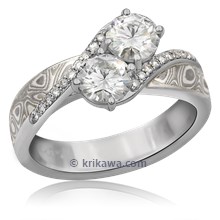 Two Stone Mokume Engagement Ring 