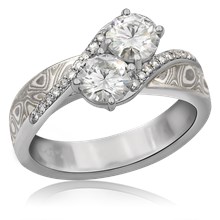 Two Stone Mokume Engagement Ring